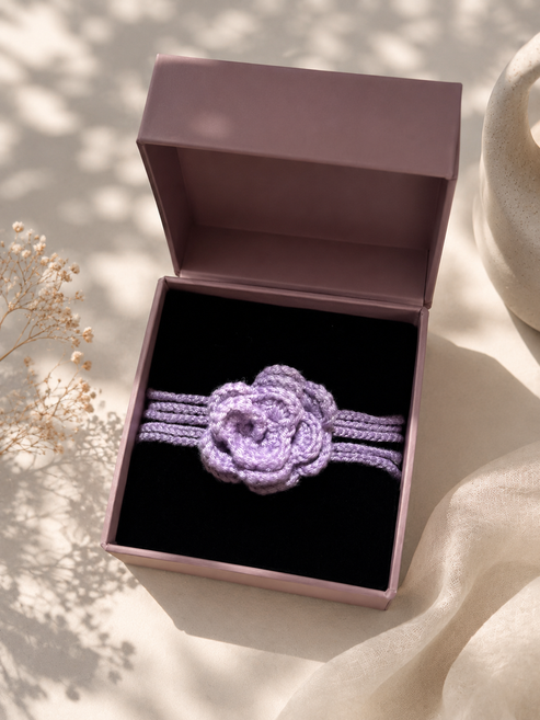 Gul – Handmade Crochet Floral Necklace- Lavender