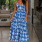 The Elira - Sweetheart Neckline Midi Dress- Dark Blue