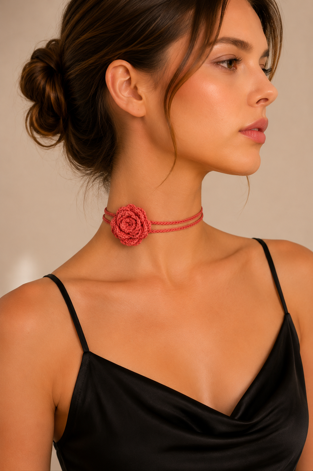 Gul – Handmade Crochet Floral Necklace- Red