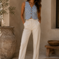 Sage - Breezy Vest Top- Blue Check