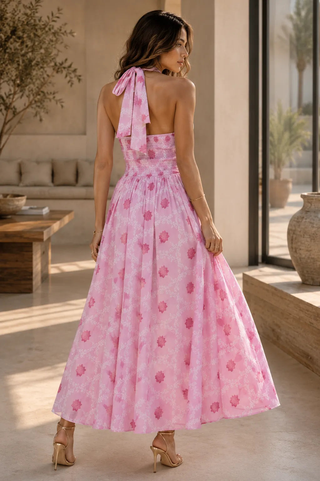 Padmae - Handblocked Halter-Neck Dress