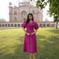 Aira - Vegan Silk Midi Dress with Ikat Buttons