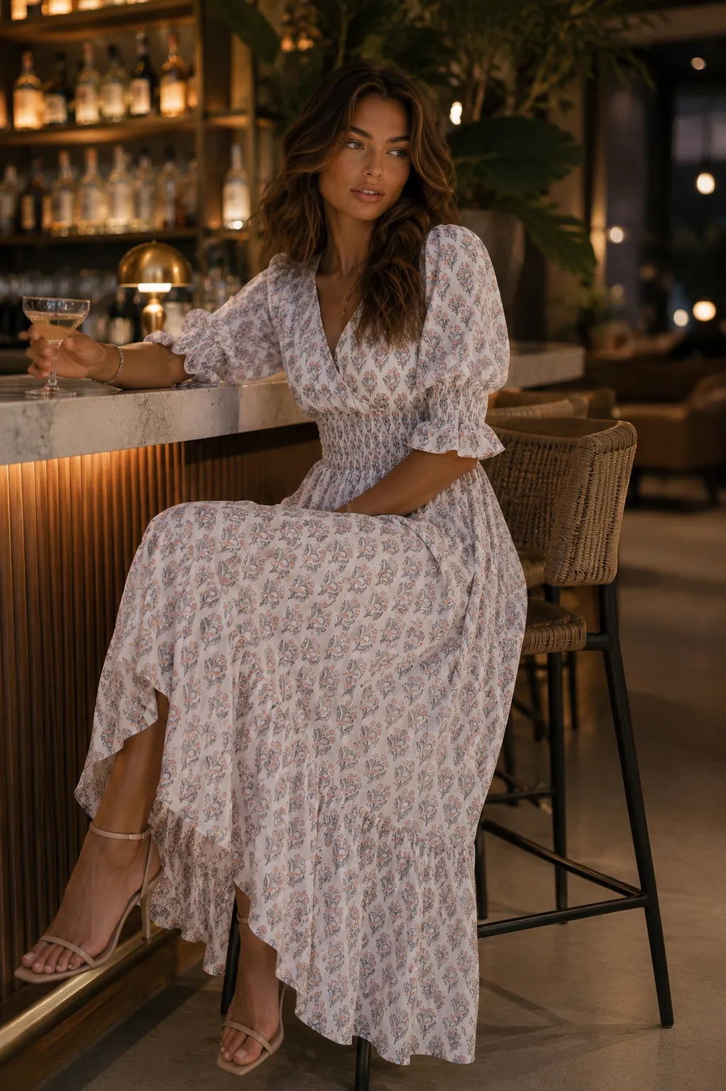 Lilienne - Handblocked Smocked Midi Dress