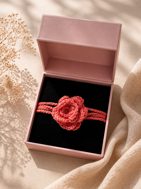 Gul – Handmade Crochet Floral Necklace- Red