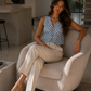 Sage - Breezy Vest Top- Blue Check