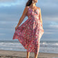The Elira - Sweetheart Neckline Midi Dress- Pink