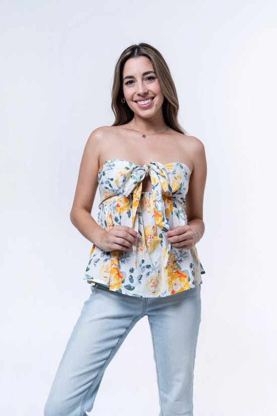 Florea - Front Tie & Smocked Back Tube Top