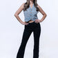 Sage - Breezy Vest Top- Blue Check