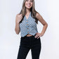 Sage - Breezy Vest Top- Blue Check