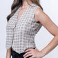Sage - Breezy Vest Top- Brown Check
