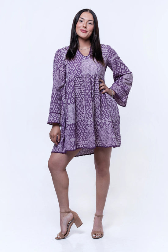 The Liora - Lace-Edged Bell Sleeve Dress