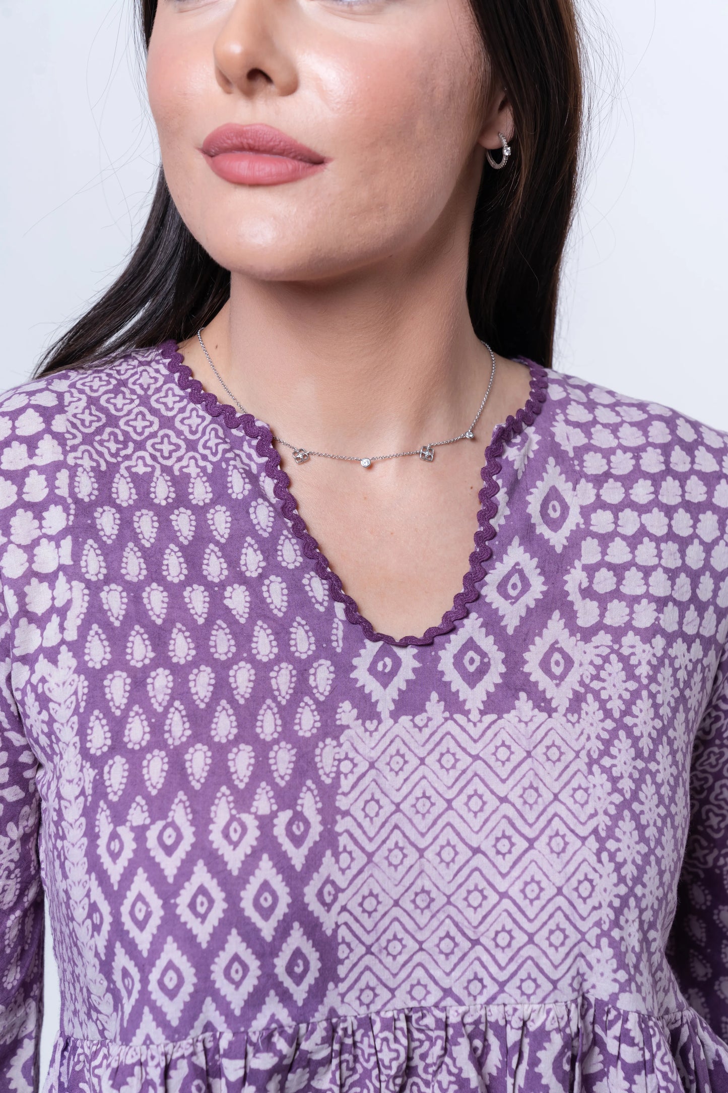 The Liora - Lace-Edged Bell Sleeve Dress