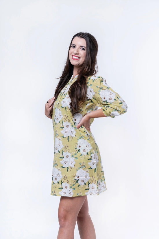 Vireya - Notched Neck A-Line Mini Dress