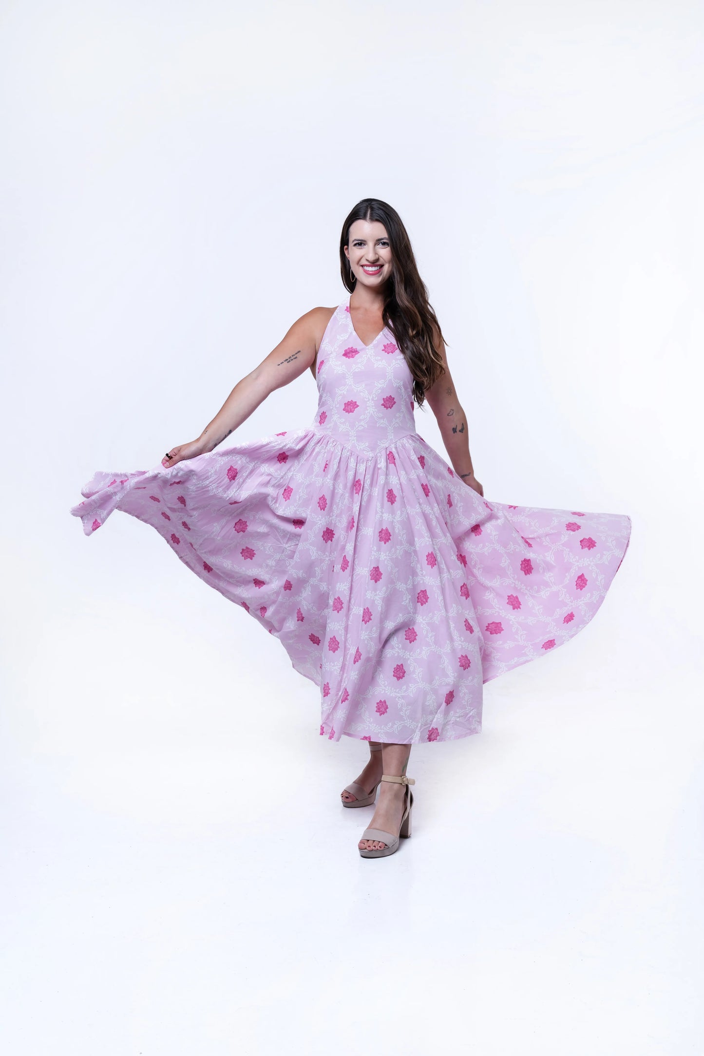 Padmae - Handblocked Halter-Neck Dress