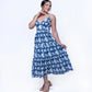 The Elira - Sweetheart Neckline Midi Dress- Dark Blue