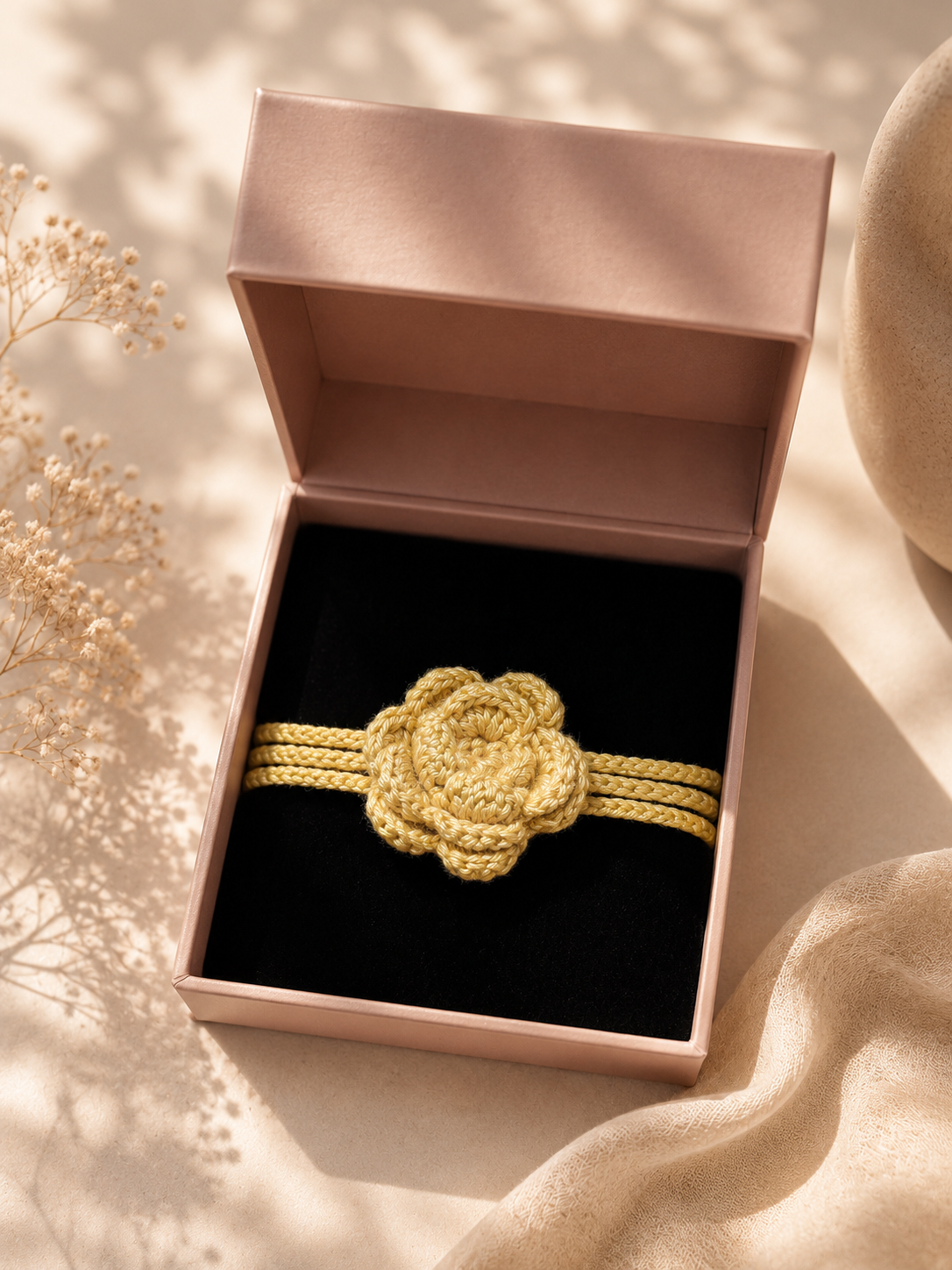 Gul – Handmade Crochet Floral Necklace- Mustard Gold