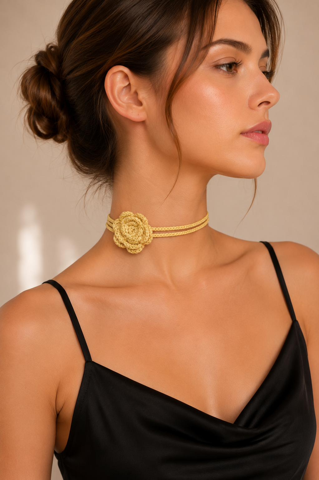 Gul – Handmade Crochet Floral Necklace- Mustard Gold