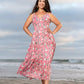 The Elira - Sweetheart Neckline Midi Dress- Pink